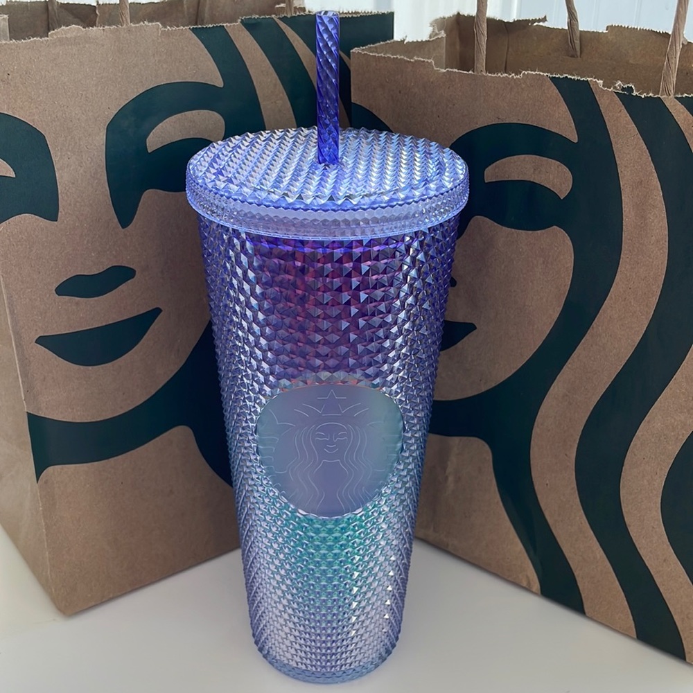 Starbucks studded cup. Mermaid colors